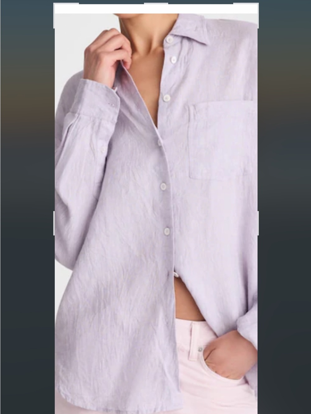 Madewell The Easy Shirt 100% Linen NWT Size Small Lilac Chambray - Picture 2 of 8